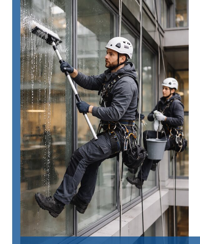 Профессиональная мойка витражей промышленными альпинистами в Жигулёвске