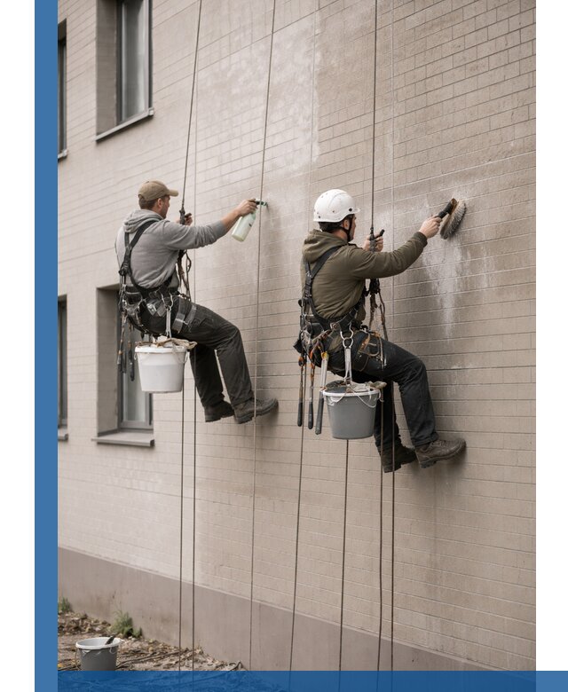 Удаление высолов с фасада зданий в Жигулёвске без повреждений и следов