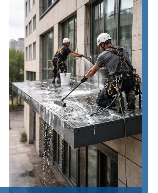 Мойка козырьков и навесов в Жигулёвске от 3542 р. | ВЫСОТНИК-Жгл