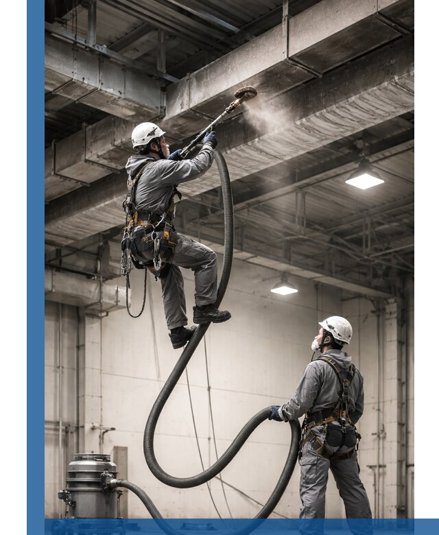 Обеспыливание потолочных конструкций в Жигулёвске промышленным альпинизмом