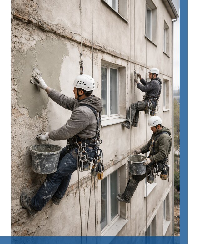 Ремонт штукатурного фасада в Жигулёвске от 759 р. под ключ | ВЫСОТНИК-Жгл