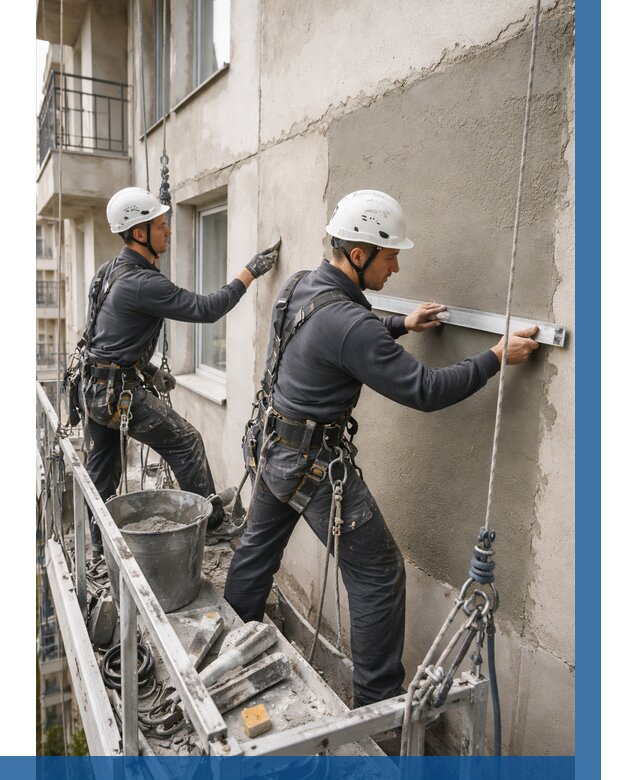 Штукатурка фасада на высоте в Жигулёвске от 911 р. | ВЫСОТНИК-Жгл