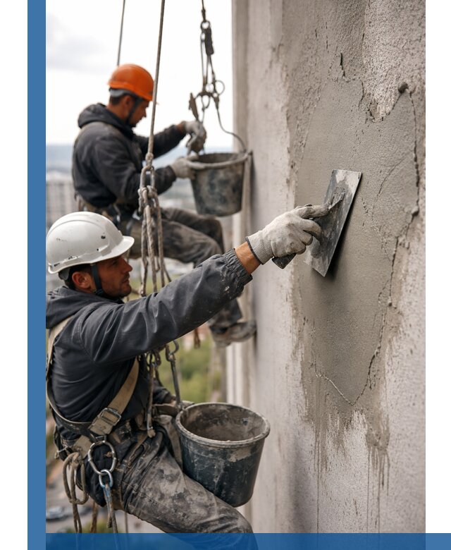 Штукатурка фасада на высоте в Жигулёвске профессиональные работы