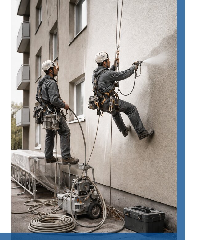 Безвоздушная покраска фасада в Жигулёвске от 223 р/м² | ВЫСОТНИК-Жгл