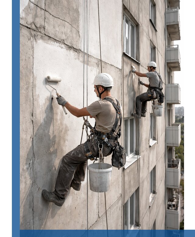 Покраска бетонного фасада в Жигулёвске для жилых и промышленных объектов