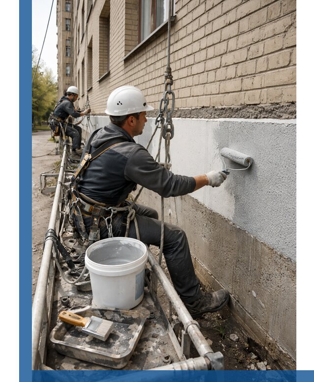 Окраска цоколя здания в Жигулёвске профессионально и надежно