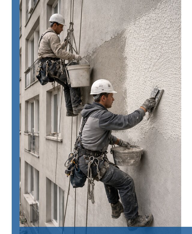 Нанесение декоративной штукатурки короед на фасад в Жигулёвске