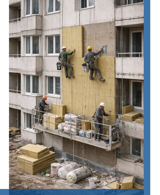 Утепление фасада минватой в Жигулёвске от 1518 р. | ВЫСОТНИК-Жгл