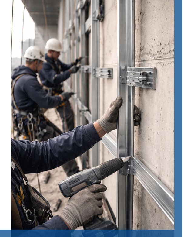 Монтаж подсистемы вентфасада в Жигулёвске от 860 р. | ВЫСОТНИК-Жгл