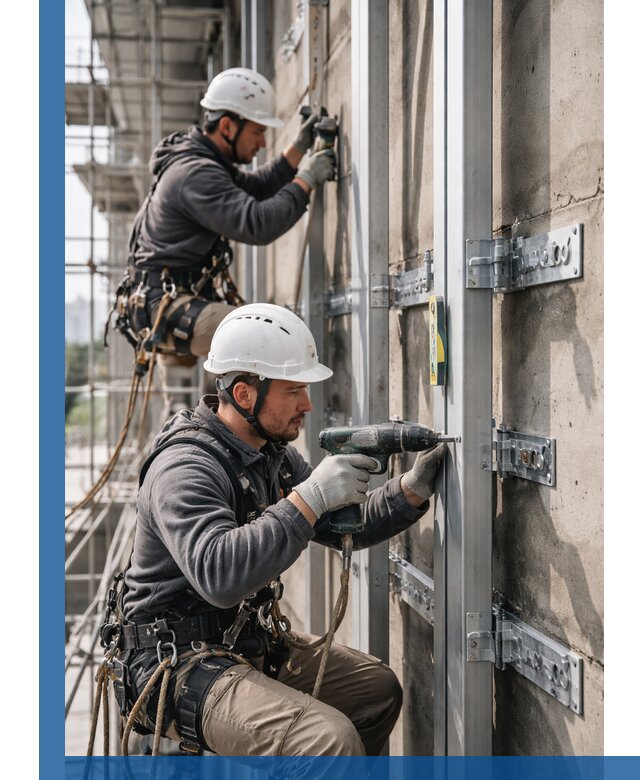 Монтаж и крепление подсистемы вентфасада в Жигулёвске