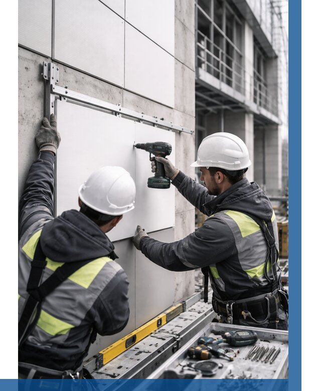 Монтаж композитных панелей фасада в Жигулёвске от 2530 р. | ВЫСОТНИК-Жгл