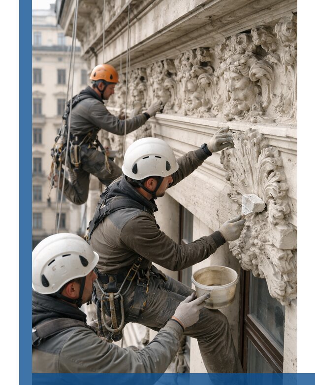 Реставрация фасадной лепнины с высотными работами в Жигулёвске