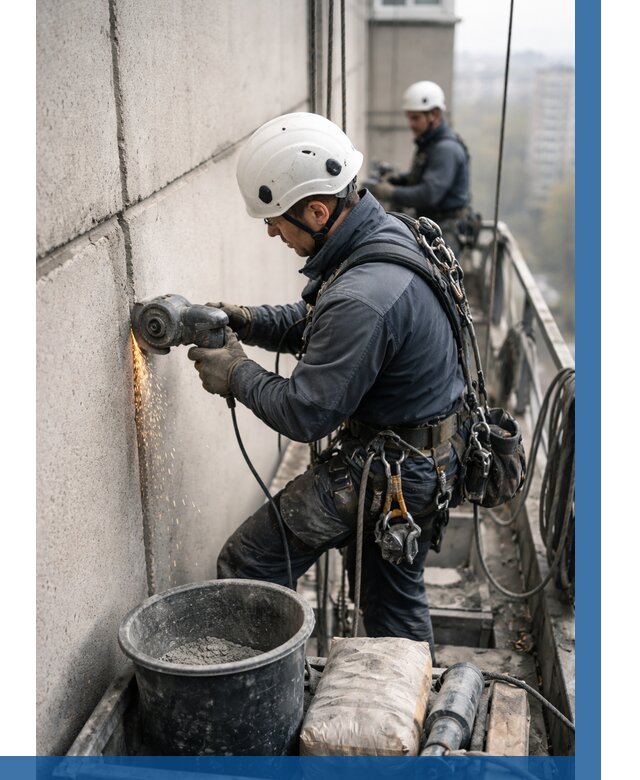 Штробление межпанельных швов в Жигулёвске от 1214 р. | ВЫСОТНИК-Жгл