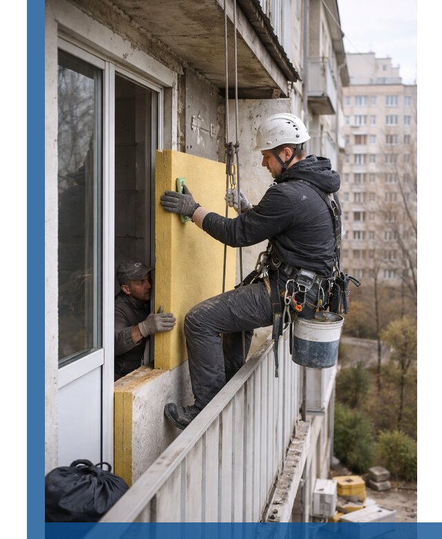 Профессиональное утепление балкона снаружи в Жигулёвске под ключ