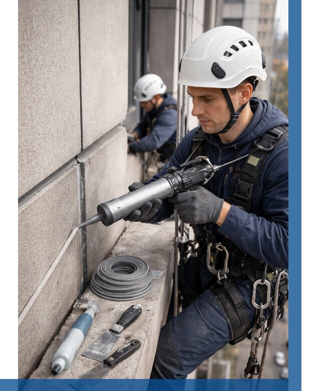 Герметизация деформационных швов фасада в Жигулёвске от 708 | ВЫСОТНИК-Жгл