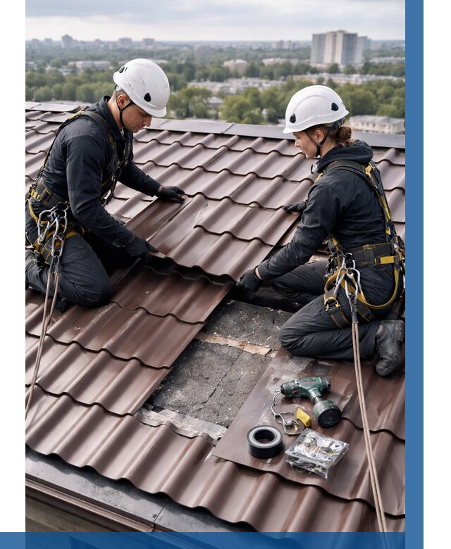 Ремонт металлочерепицы на крыше в Жигулёвске от 911 р. | ВЫСОТНИК-Жгл