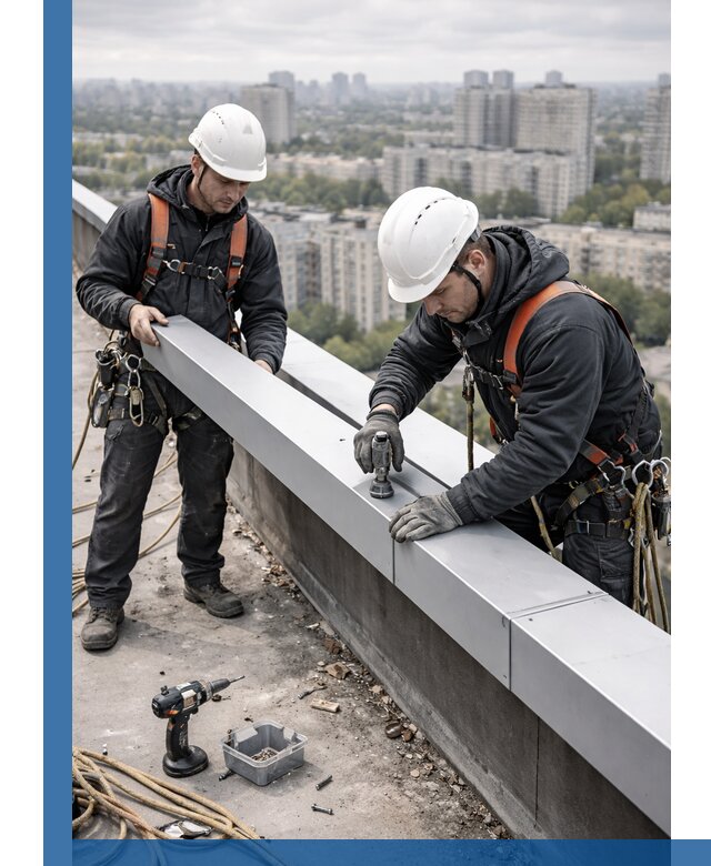 Монтаж парапетных крышек и ограждений кровли в Жигулёвске