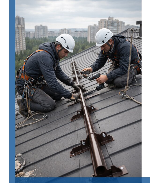 Монтаж снегозадержателей на кровле зданий в Жигулёвске под ключ