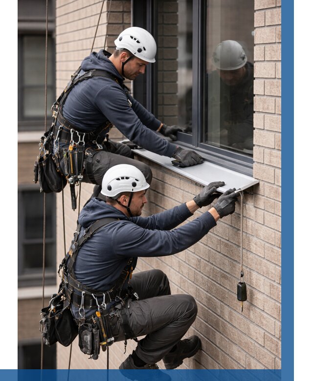 Монтаж оконных отливов под ключ в Жигулёвске от 3542 р. | ВЫСОТНИК-Жгл