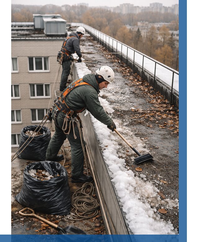 Очистка кровли по периметру в Жигулёвске от 557 р. | ВЫСОТНИК-Жгл