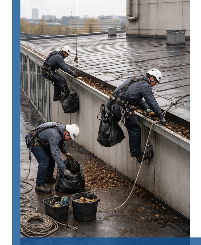 Очистка кровли по периметру в Жигулёвске силами промышленных альпинистов