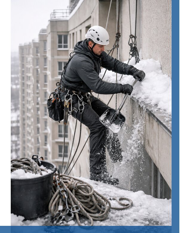 Очистка карнизов от снега в Жигулёвске от 304 р. | ВЫСОТНИК-Жгл