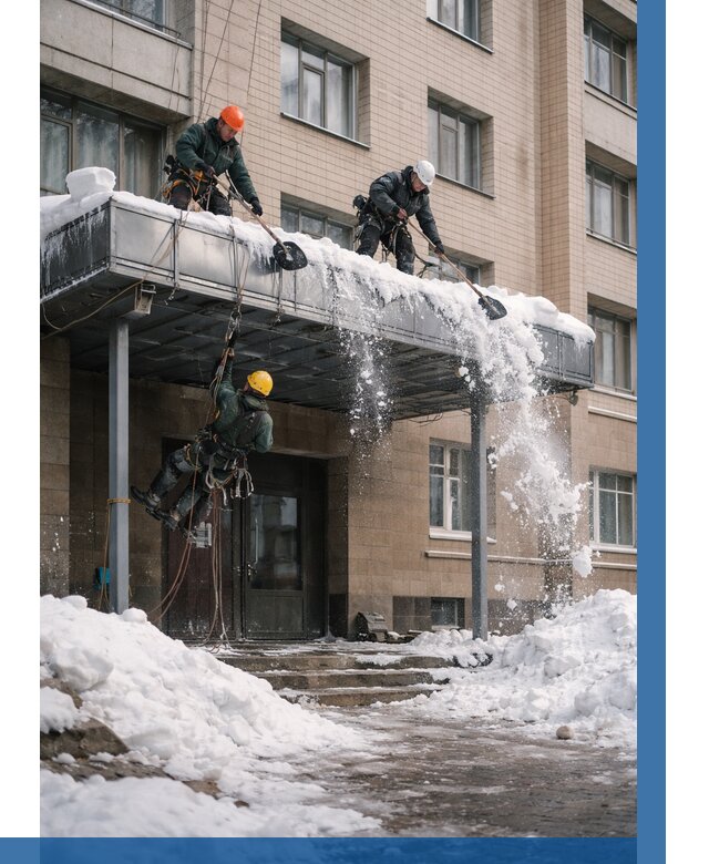 Очистка козырьков от снега в Жигулёвске от 3542 р. | ВЫСОТНИК-Жгл