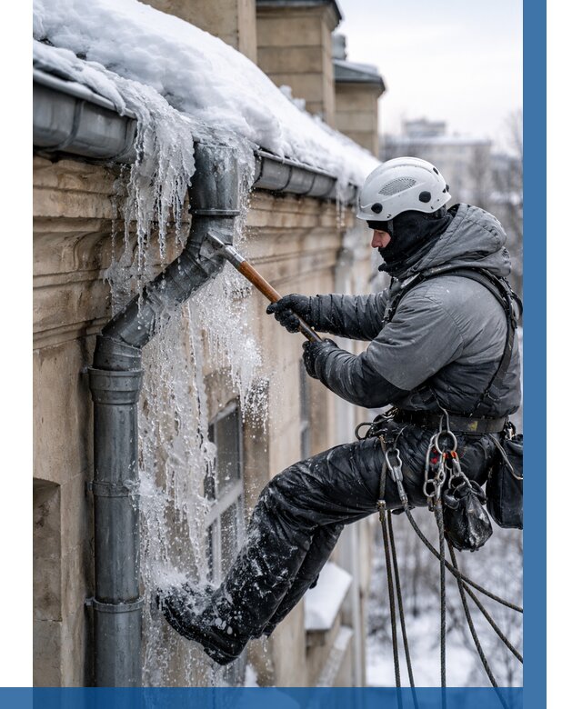 Очистка водостоков от льда в Жигулёвске от 3542 р. | ВЫСОТНИК-Жгл