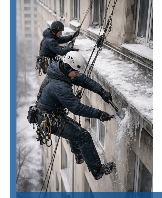 Удаление наледи и сосулек с карнизов в Жигулёвске профессионально