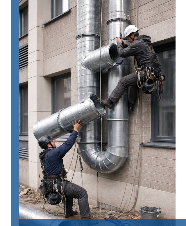 Монтаж фасадных воздуховодов в Жигулёвске с герметизацией и крепежом