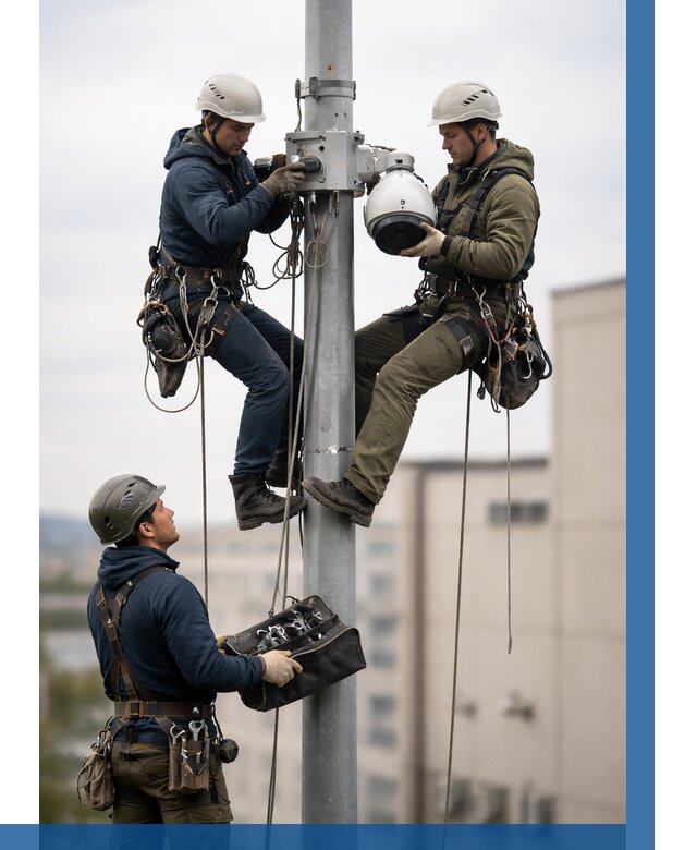 Установка видеокамер на мачте в Жигулёвске от 8601 р. | ВЫСОТНИК-Жгл