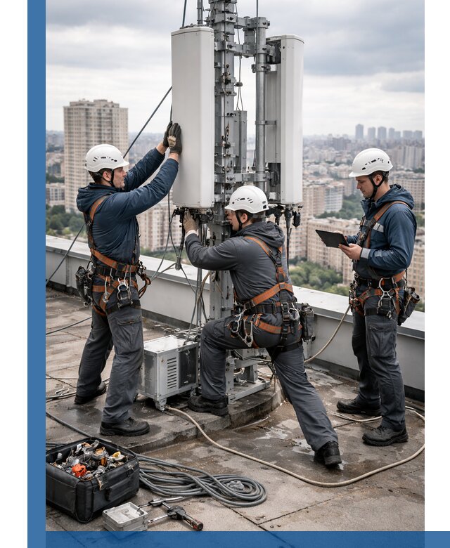 Монтаж антенн связи на крыше в Жигулёвске с вводом в эксплуатацию