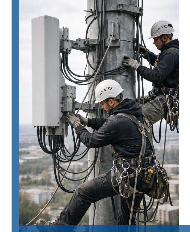 Монтаж оборудования связи на мачте в Жигулёвске с пусконаладкой