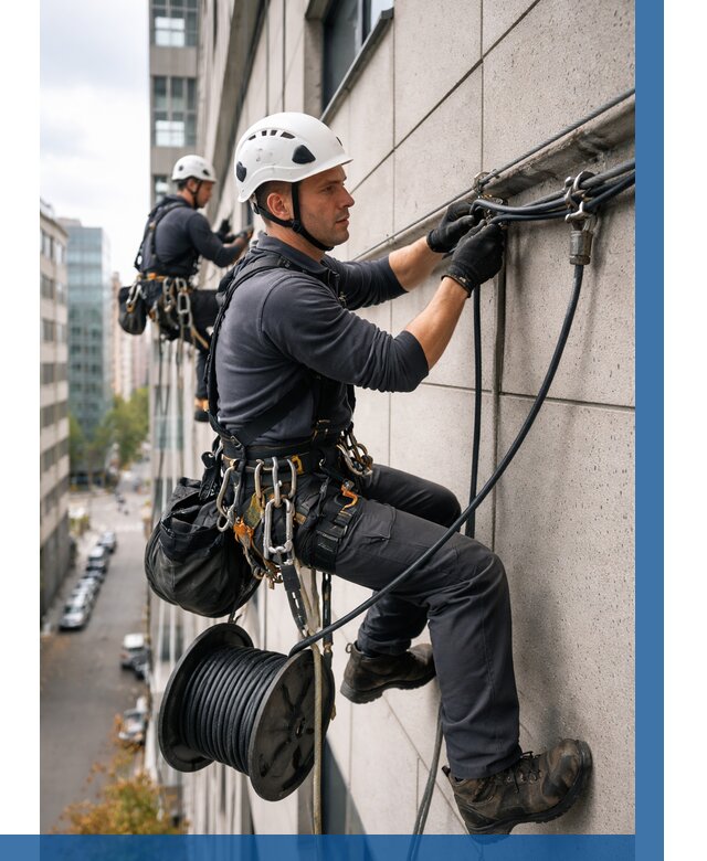 Прокладка кабеля по фасаду в Жигулёвске от 354 р. | ВЫСОТНИК-Жгл