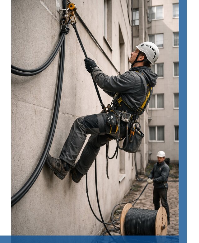 Протяжка кабеля питания на высоте в Жигулёвске от 455 р. | ВЫСОТНИК-Жгл