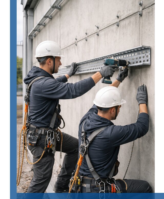 Монтаж кабельных лотков на фасаде зданий в Жигулёвске с гарантией