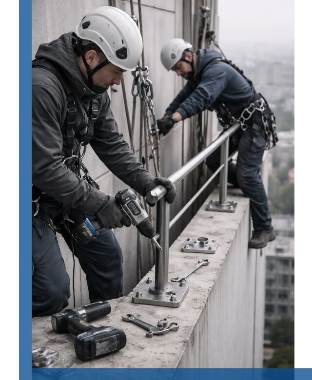 Монтаж перил на высоте в Жигулёвске для жилых и промобъектов