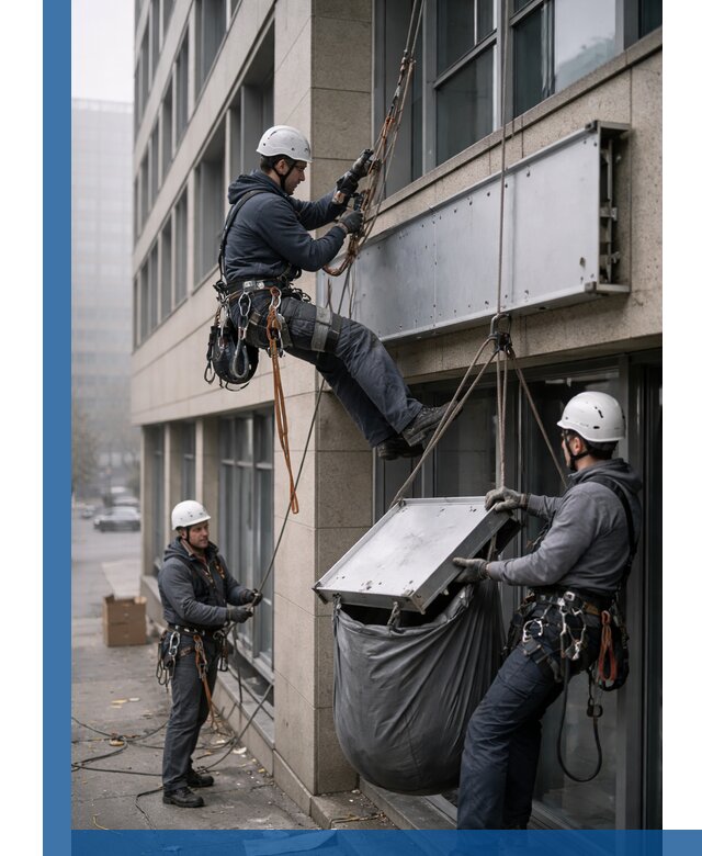 Демонтаж рекламной вывески с высотными работами в Жигулёвске