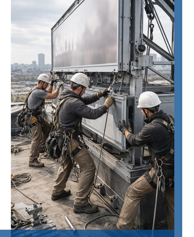 Монтаж крышной рекламной конструкции в Жигулёвске от 60714 р.|ВЫСОТНИК-Жгл