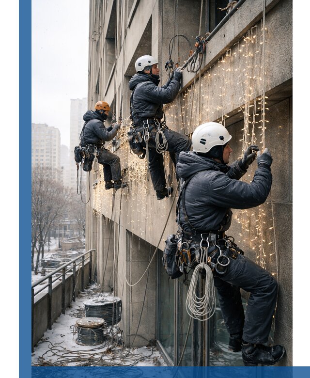 Монтаж новогодней иллюминации и украшение фасадов в Жигулёвске