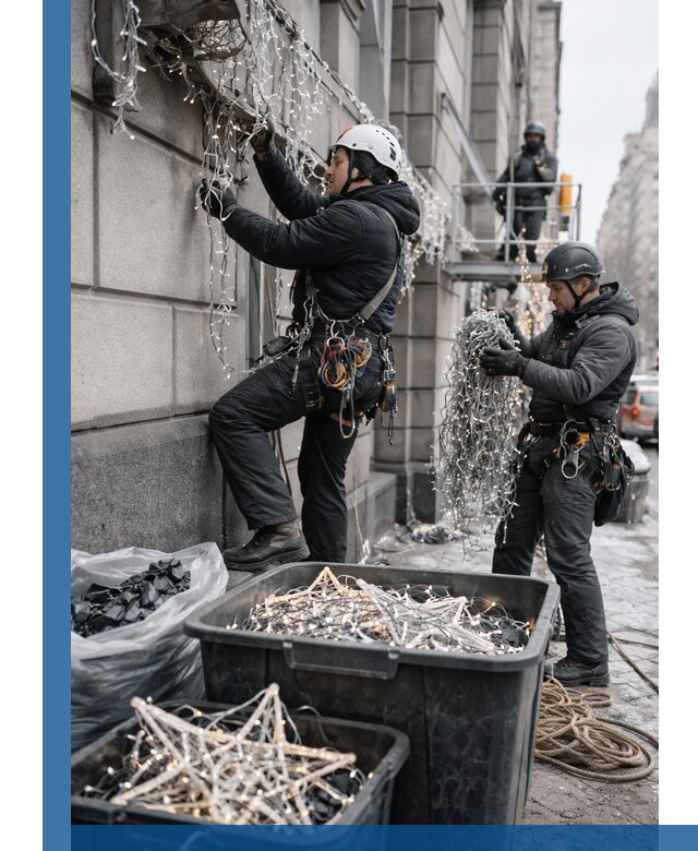 Демонтаж новогоднего оформления и гирлянд в Жигулёвске