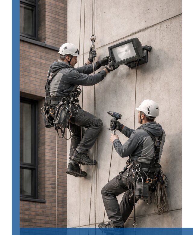 Профессиональный монтаж фасадных прожекторов в Жигулёвске под ключ