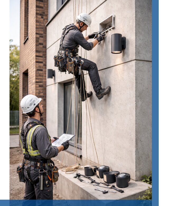 Монтаж фасадного освещения в Жигулёвске от 2530 р. | ВЫСОТНИК-Жгл