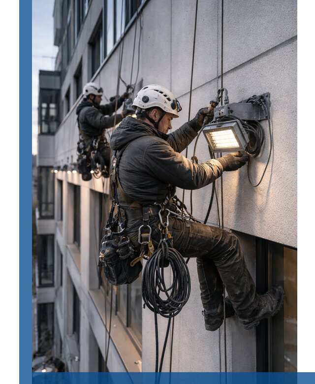 Монтаж фасадного освещения в Жигулёвске установка и подключение