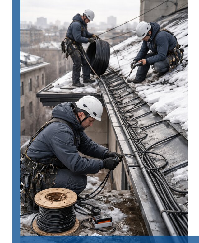 Монтаж греющего кабеля на кровле в Жигулёвске под ключ