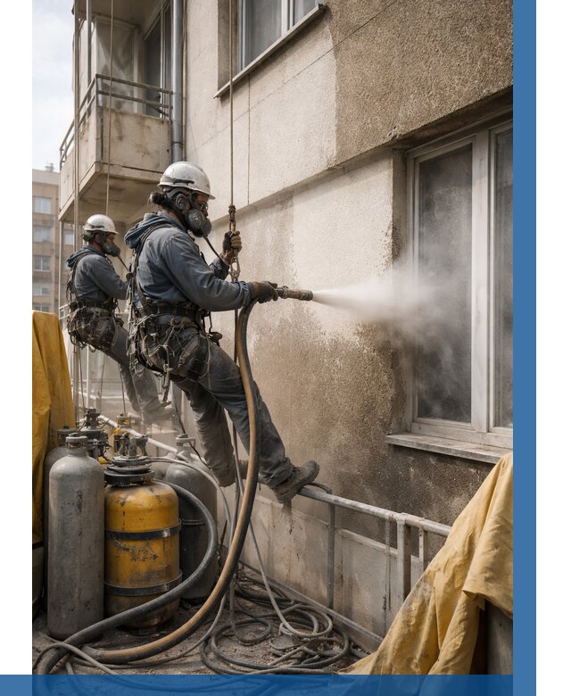 Пескоструйная очистка фасада в Жигулёвске от 658 р. | ВЫСОТНИК-Жгл