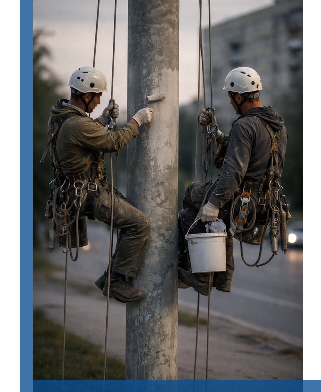 Покраска опор освещения и антикоррозийная защита в Жигулёвске