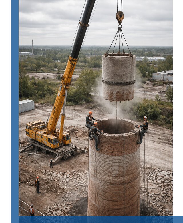 Демонтаж дымовой трубы в Жигулёвске с гарантиями безопасности