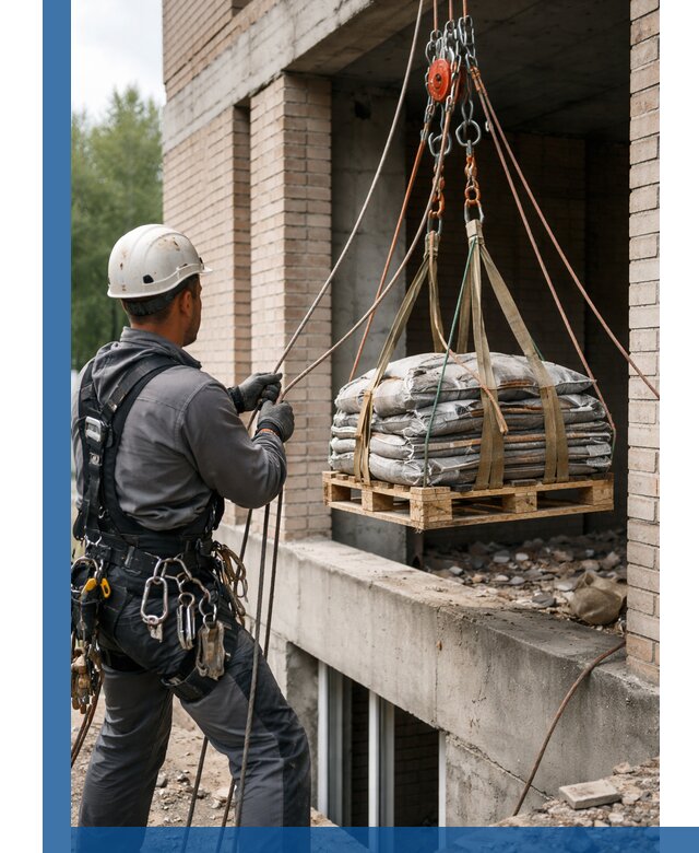 Подъем материалов на этаж веревками в Жигулёвске оперативно
