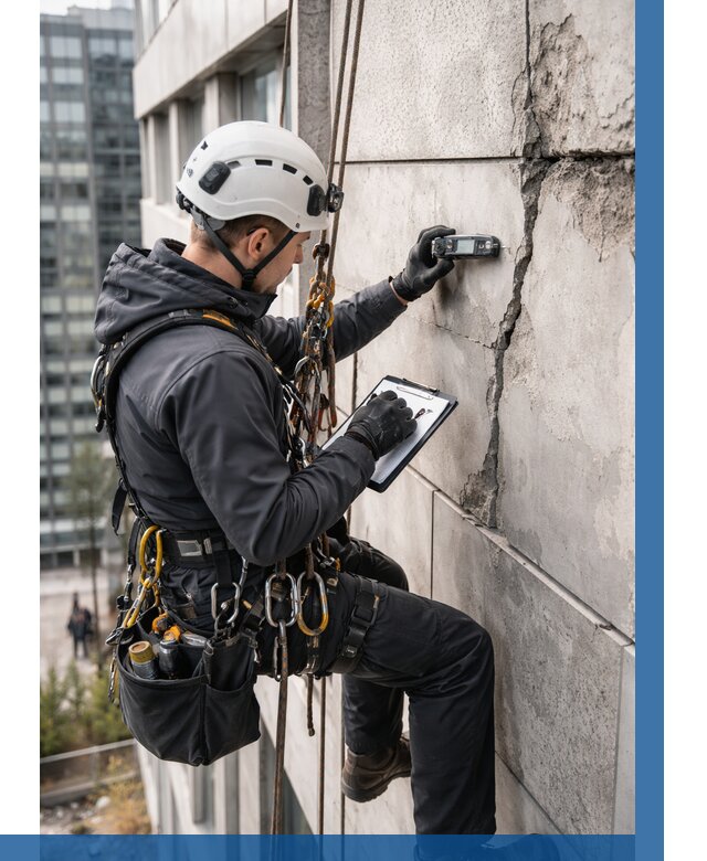 Обследование фасада альпинистами в Жигулёвске от 121 р. | ВЫСОТНИК-Жгл